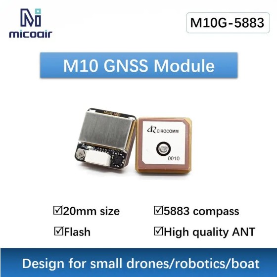 MicoAir M10G-5883 GNSS Module 20mm Size with QMC5883L Module for FPV/Racing Drones/Robotics/Boats
